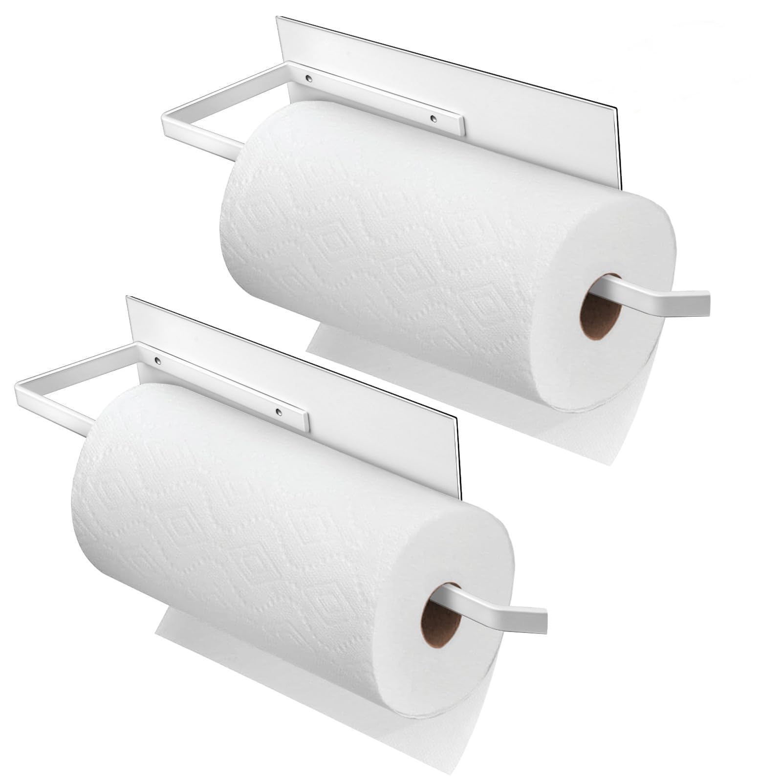 Seropy porta toallas de papel magnético blanco montado en pared, fácil de reubicar.