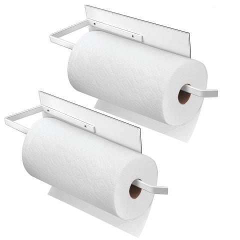 Seropy porta toallas de papel magnético blanco montado en pared, fácil de reubicar.
