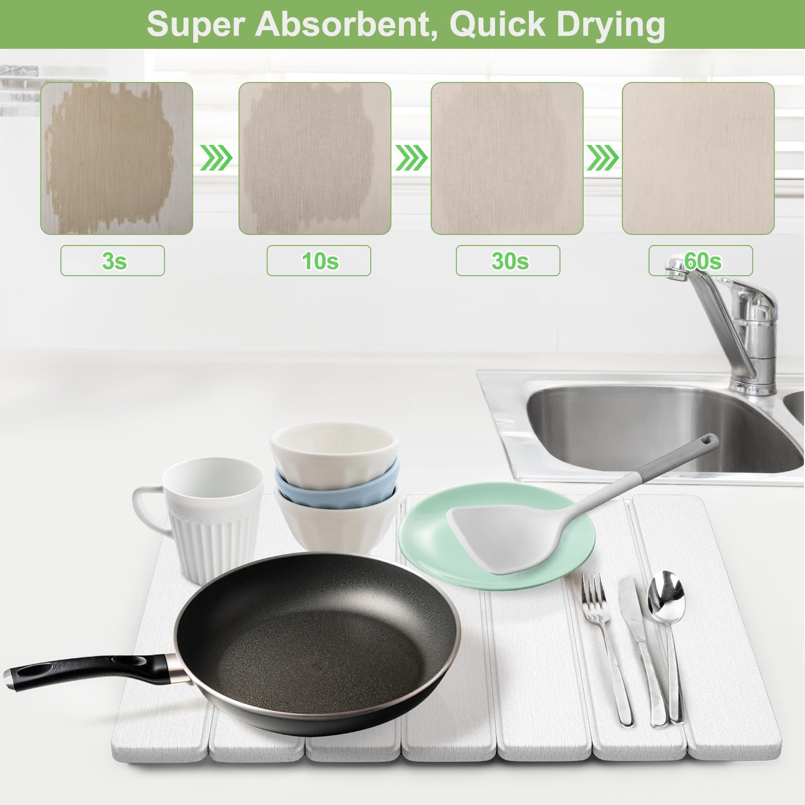 Seropy tapete de piedra, absorción rápida, ideal para secar tazas y utensilios.