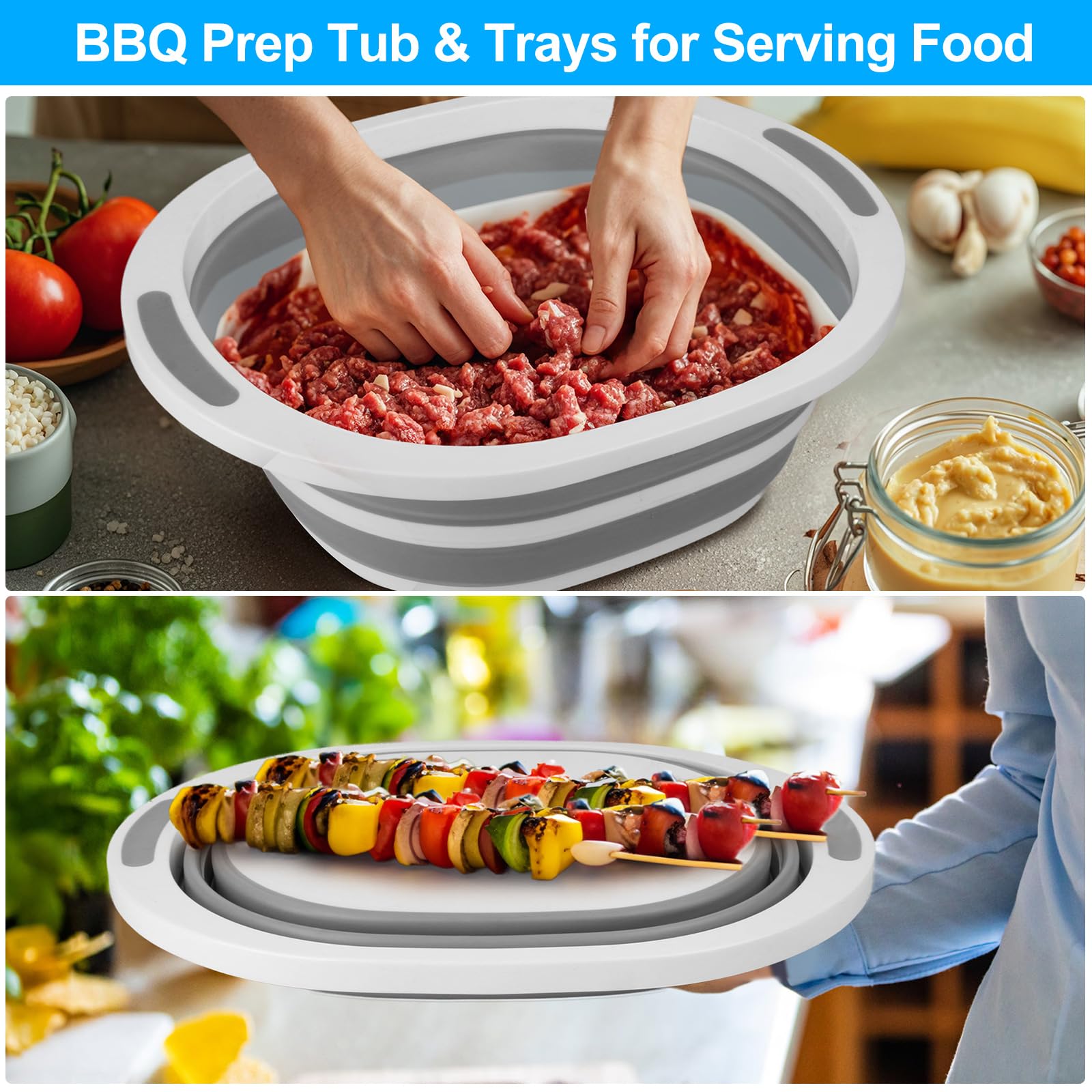 Seropy tina plegable libre de BPA, segura para lavar alimentos y utensilios.