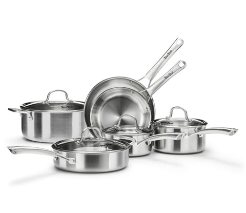 Conjunto de acero inoxidable, sartén de 8 pulgadas para saltear carnes y vegetales.