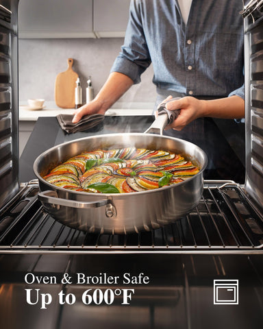 Conjunto de acero inoxidable, sartén para saltear 3.6qt con tapa.