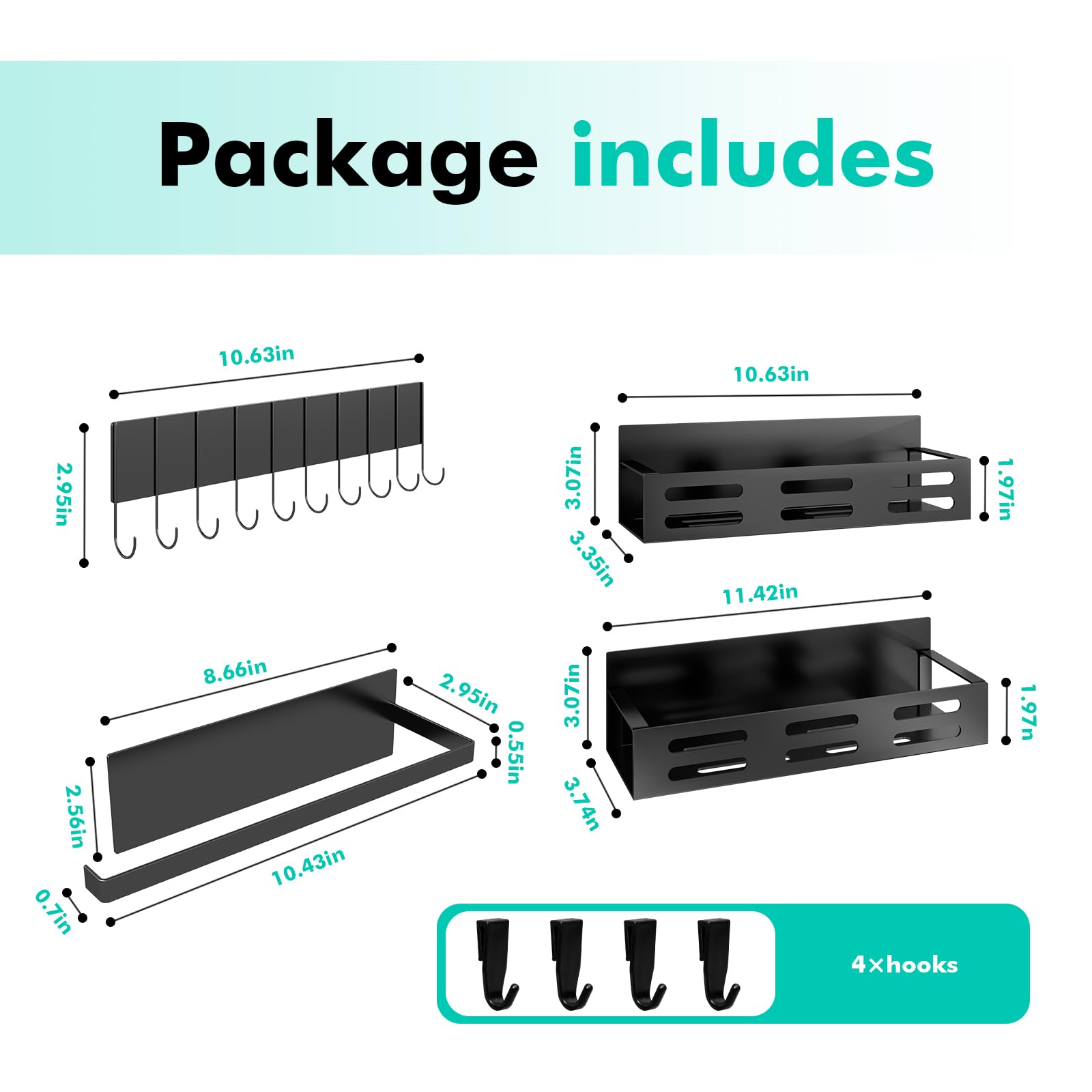SETBAOO con cuatro ganchos, ideal para utensilios ligeros.