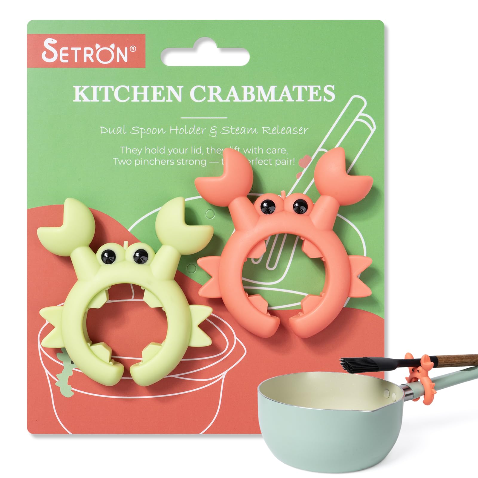 SETRON soporte cucharas cangrejo para olla evita salpicaduras y mantiene orden en la encimera.