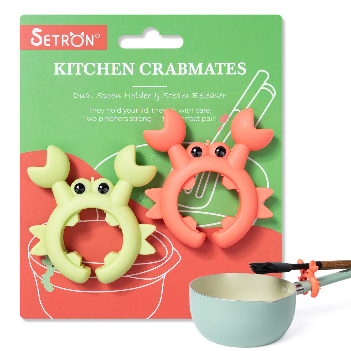 SETRON soporte cucharas cangrejo para olla evita salpicaduras y mantiene orden en la encimera.