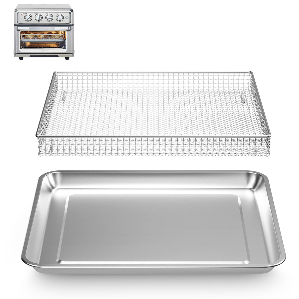 SettleDown bandeja de acero inoxidable, compatibilidad con TOA-060/TOA-065, horneado uniforme
