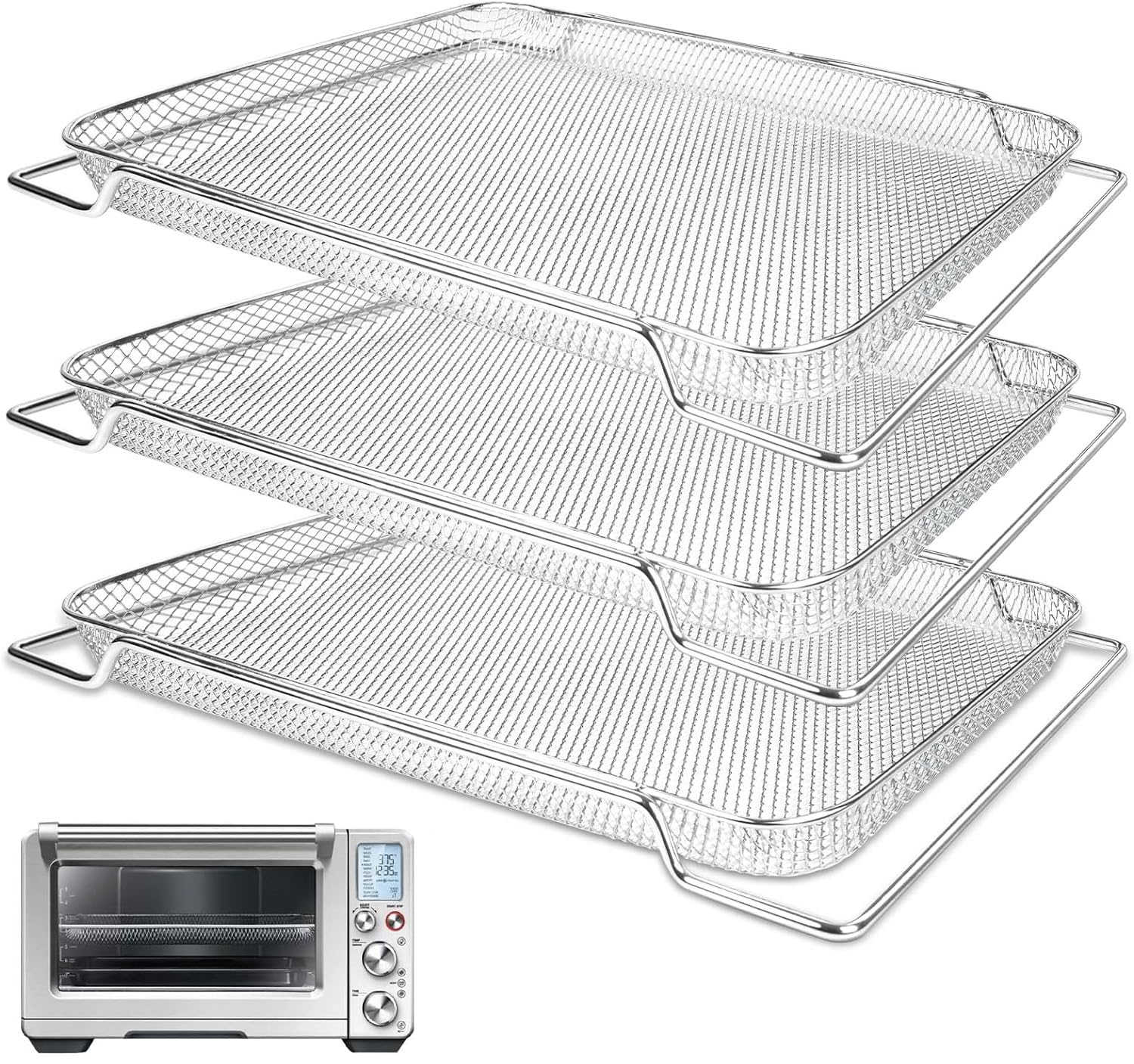 SettleDown Breville Pro cestas de malla para aire: cocción uniforme y limpieza rápida.