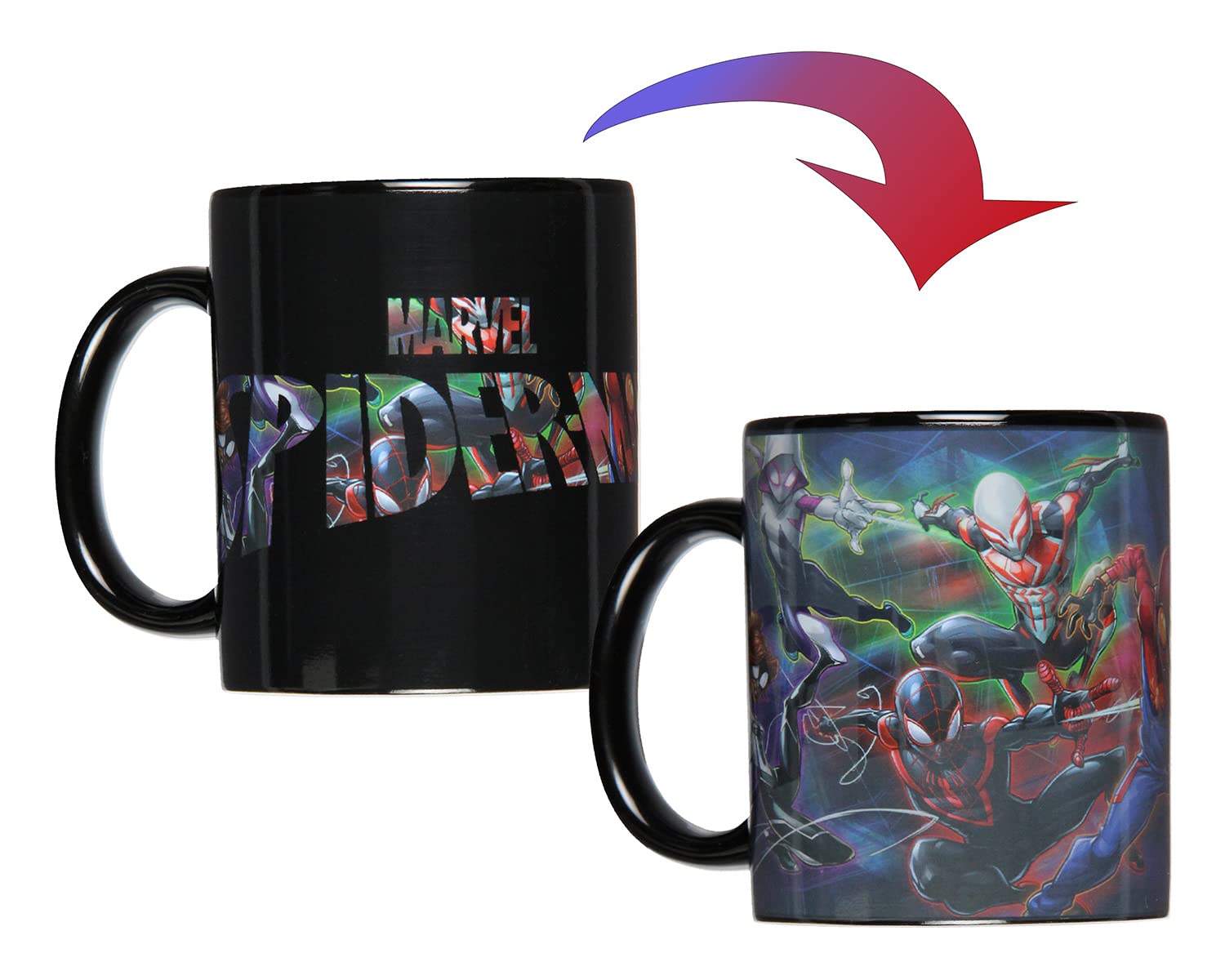 Taza Seven Times Six Spider-Gwen con cambio de color por calor para coleccionistas.