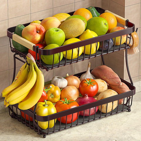 Sevenblue bandeja doble de frutas en encimera con gran capacidad para la familia.