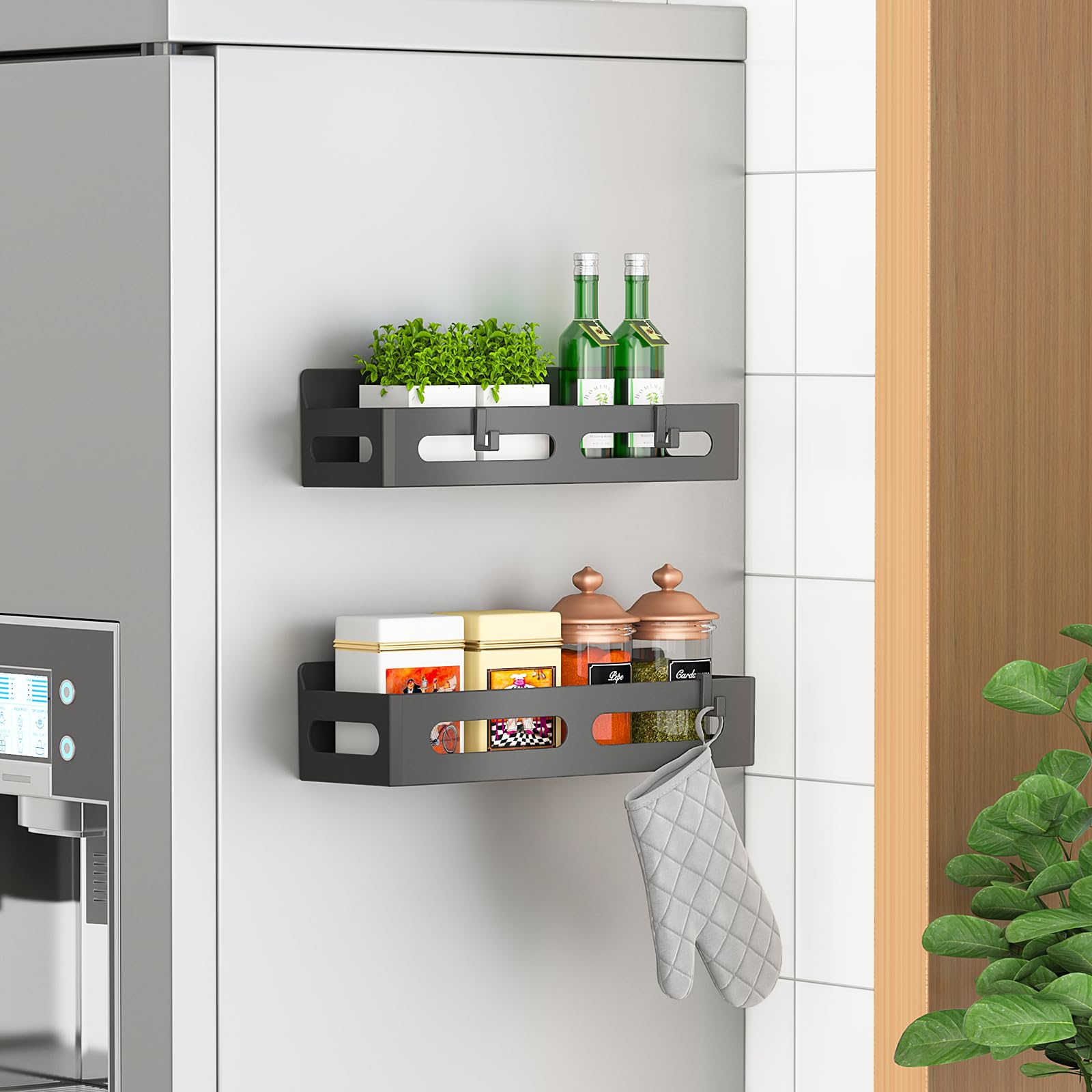 Sevenblue estante magnético para especias en el refrigerador, acceso rápido y organización segura.