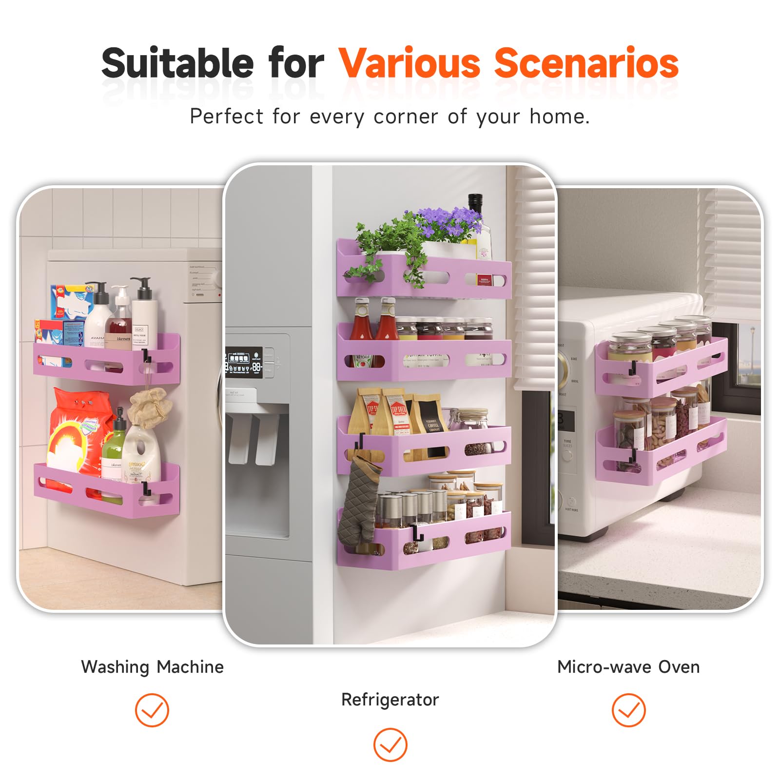 Sevenblue estantes rosado para cocina, mejor organización en la nevera