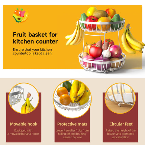 Sevenblue frutero diseño espacioso para pan y frutas en la cocina.