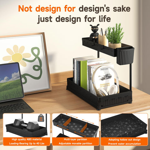 Sevenblue organizador bajo fregadero con divisores para ordenar objetos.