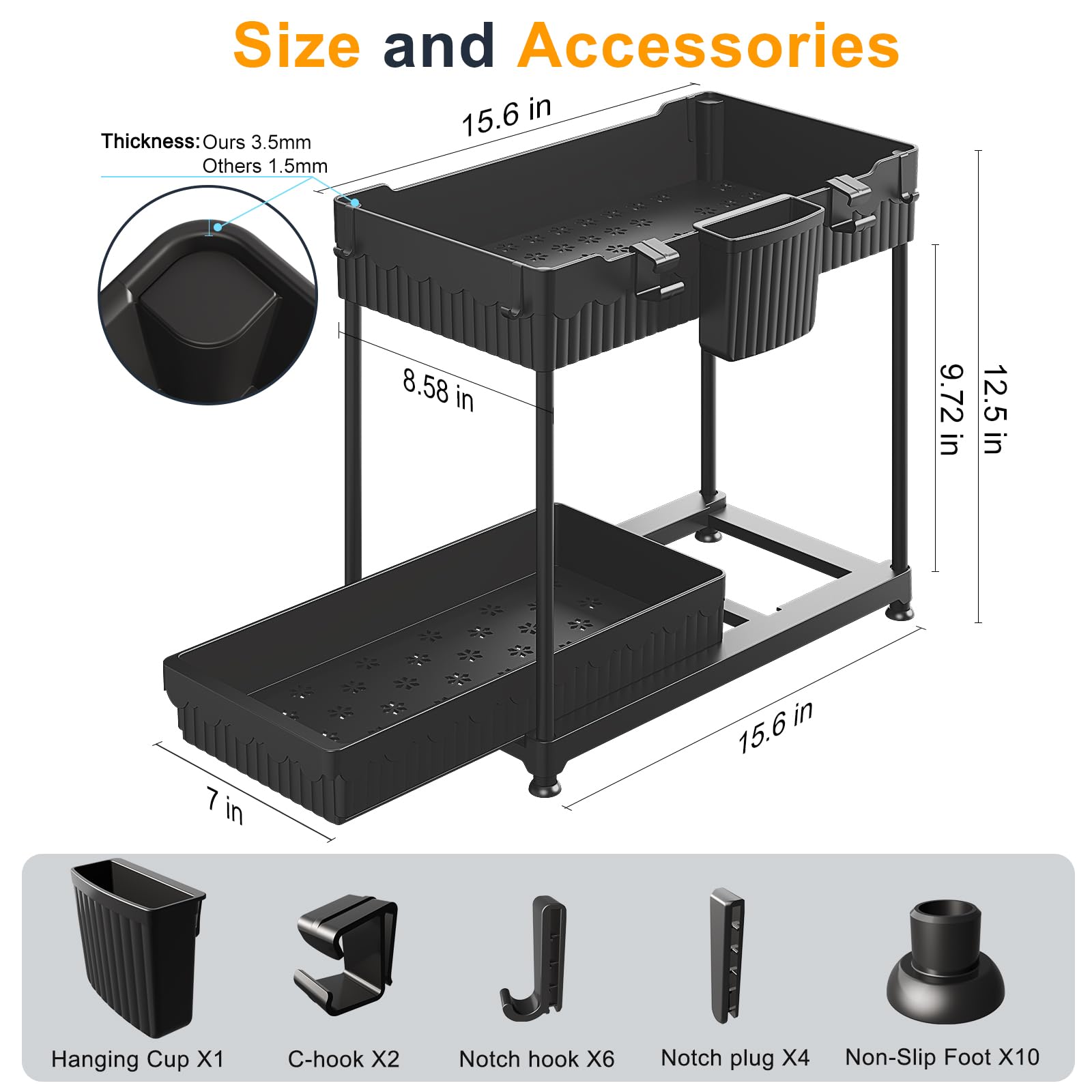 Sevenblue dimensiones compatibles para la mayoría de espacios bajo el lavabo.