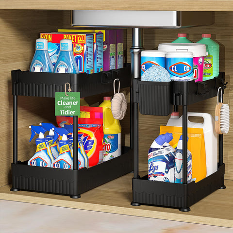 Sevenblue organizador bajo lavabo dos-pack, espacio optimizado y acceso fácil.