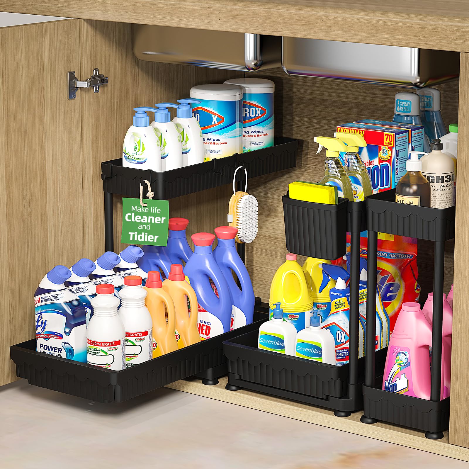 Sevenblue organizador bajo lavabo, diseño lateral para optimizar espacio.