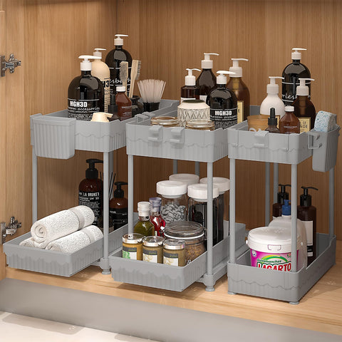 Sevenblue organizadores bajo lavabo con baldas deslizantes, ideal para ahorrar espacio en cocina o baño.