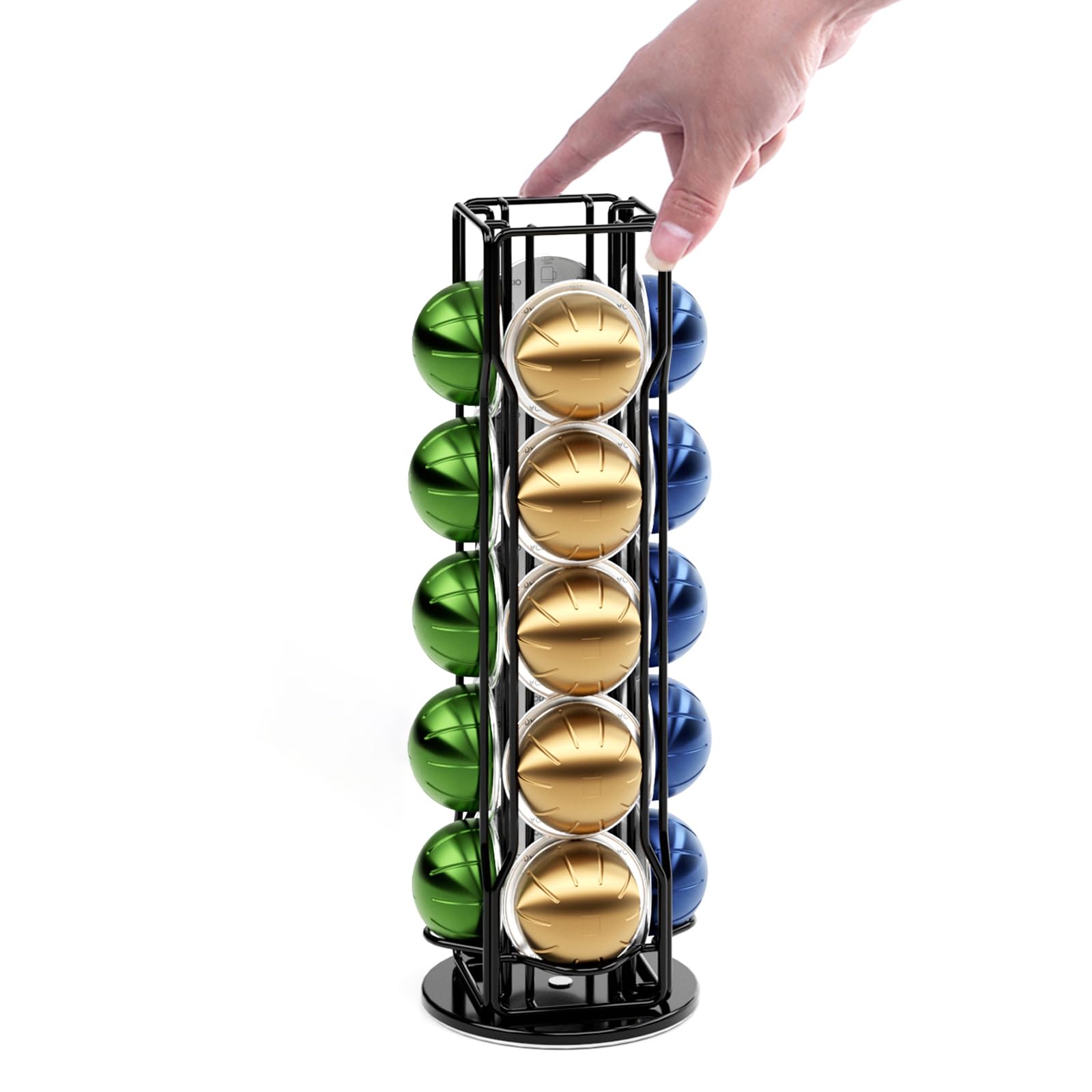 SEVENLINE porta cápsulas Vertuo, negro, organización estable para 20 cápsulas.