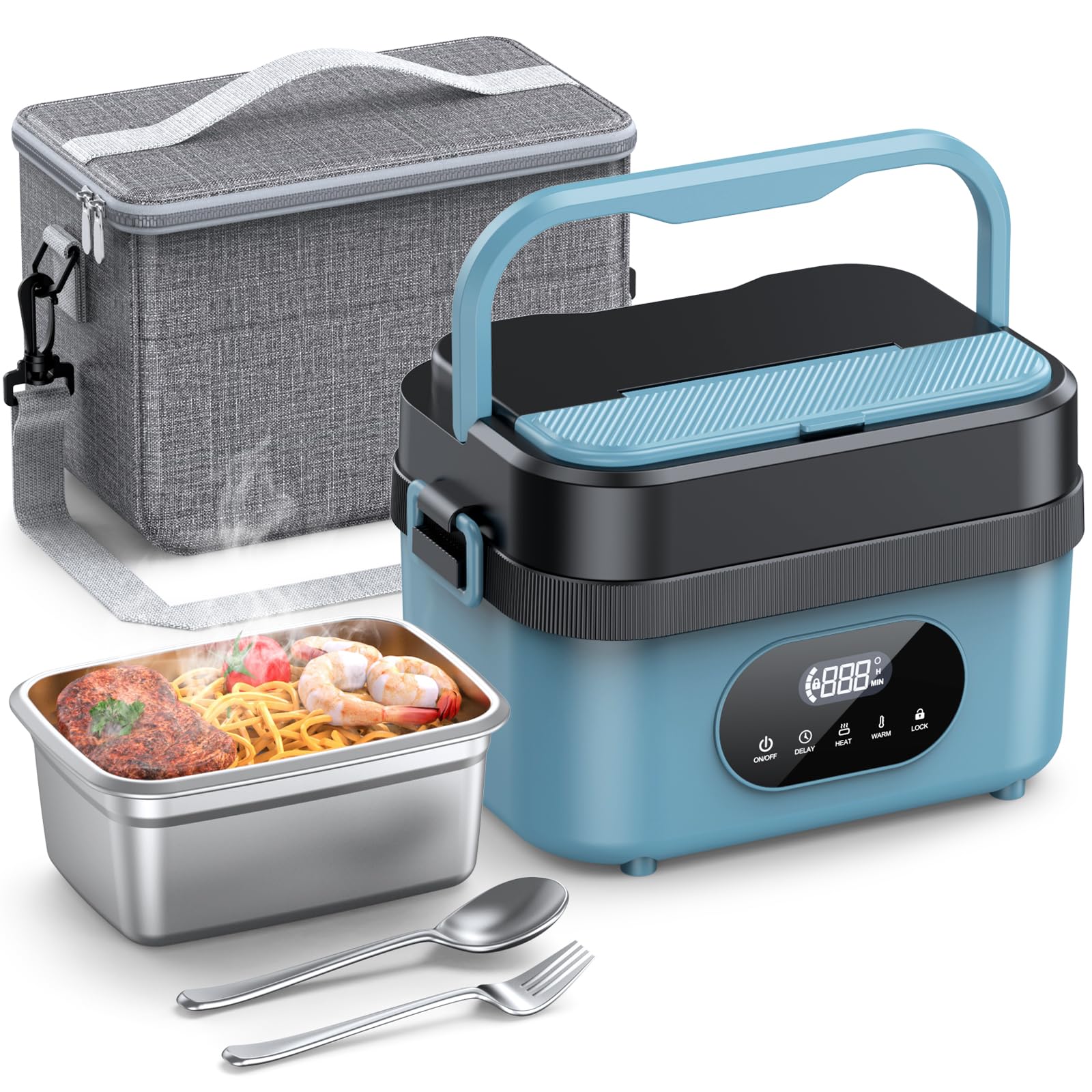 SEVENMEET caja de almuerzo eléctrica sin cables mantiene la comida caliente sin depender de enchufes
