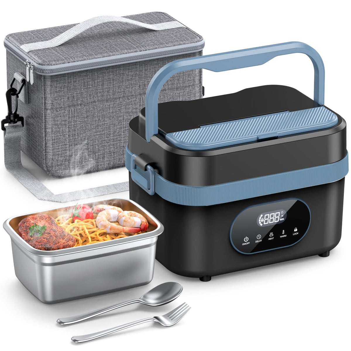 SEVENMEET caja almuerzo inalámbrica con batería 18000mAh para comidas calientes sin enchufe