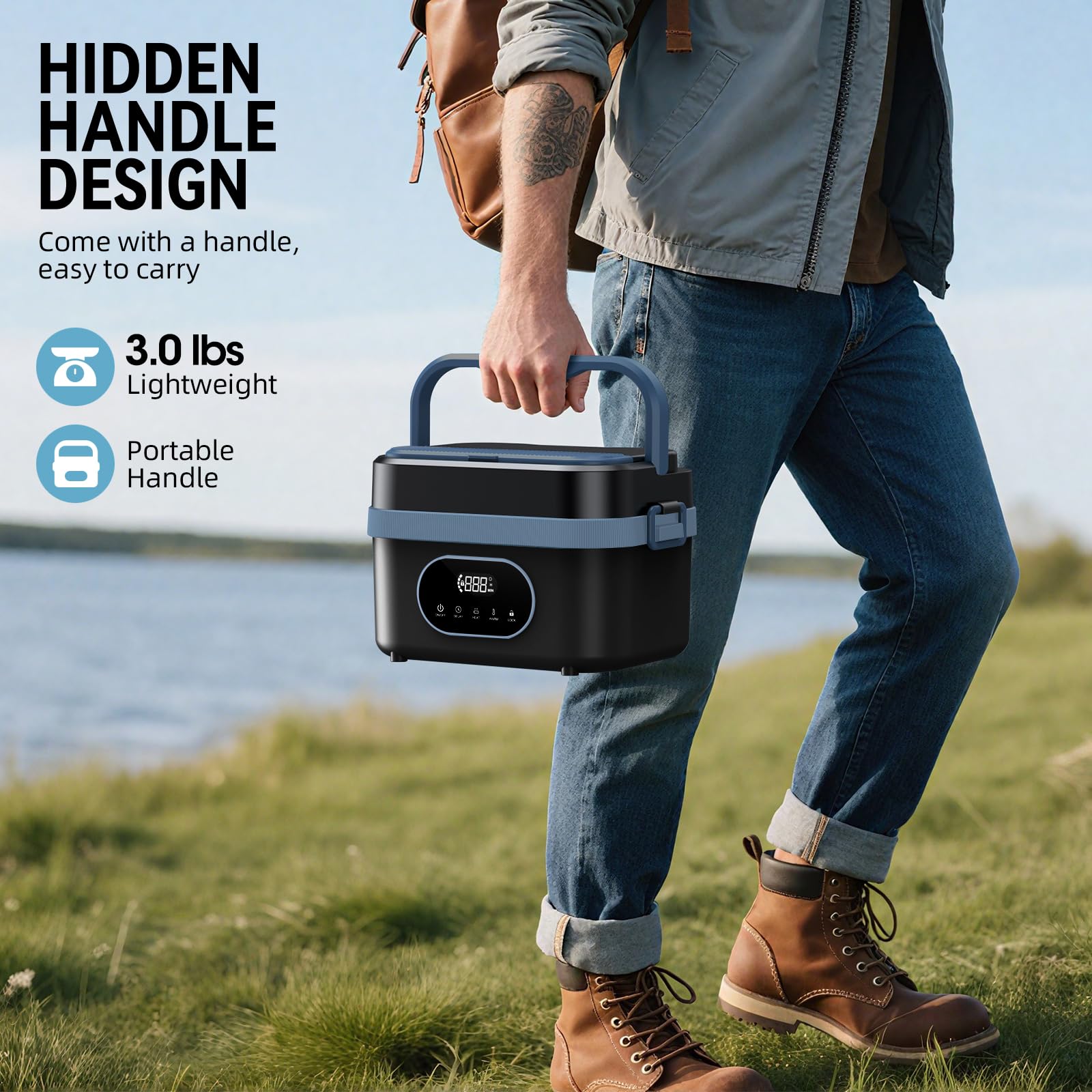SEVENMEET contenedor removible de 1,5 L en acero inoxidable y utensilios