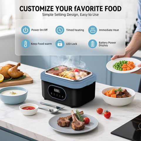 SEVENMEET mantiene la comida a 60°C con temporizador ajustable