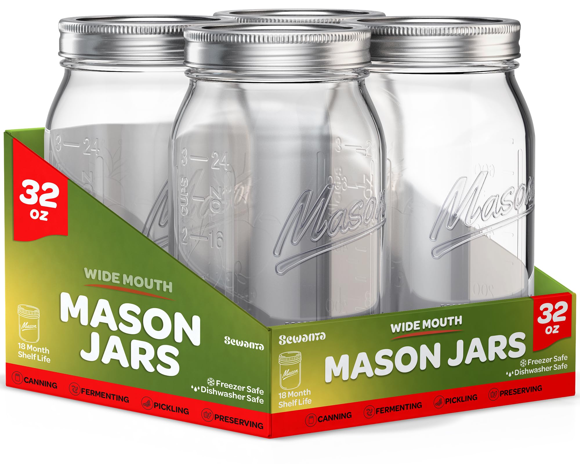 SEWANTA frascos boca-ancha 32 oz para conservar y organizar alimentos.
