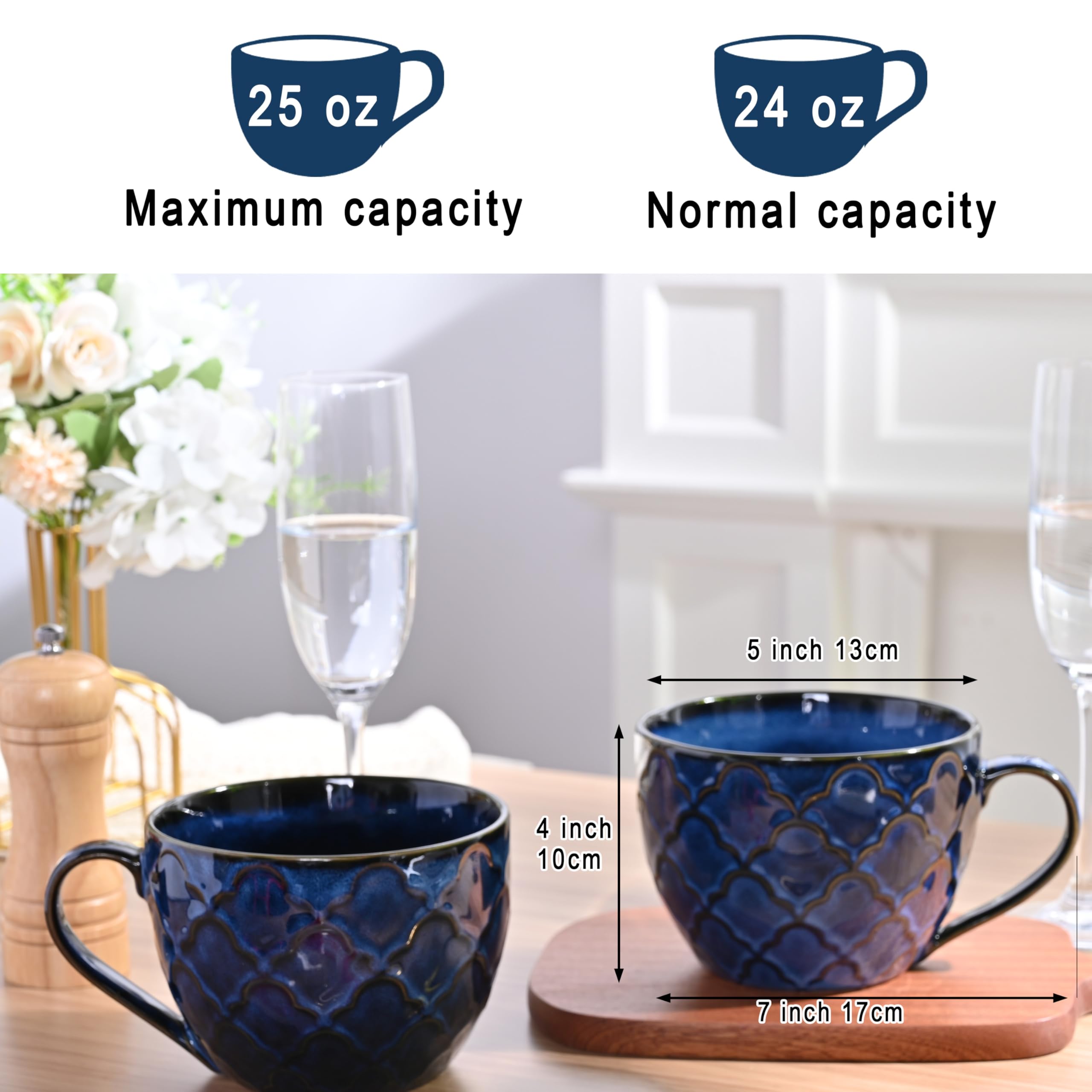 Taza Seworlan 24 oz, mango ergonómico, agarre cómodo incluso con bebidas calientes.