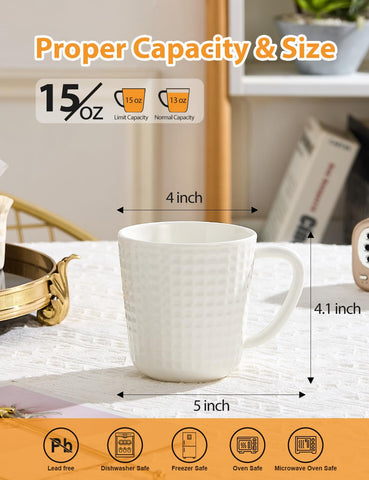 Seworlan tazas en relieve con rejilla para un toque elegante