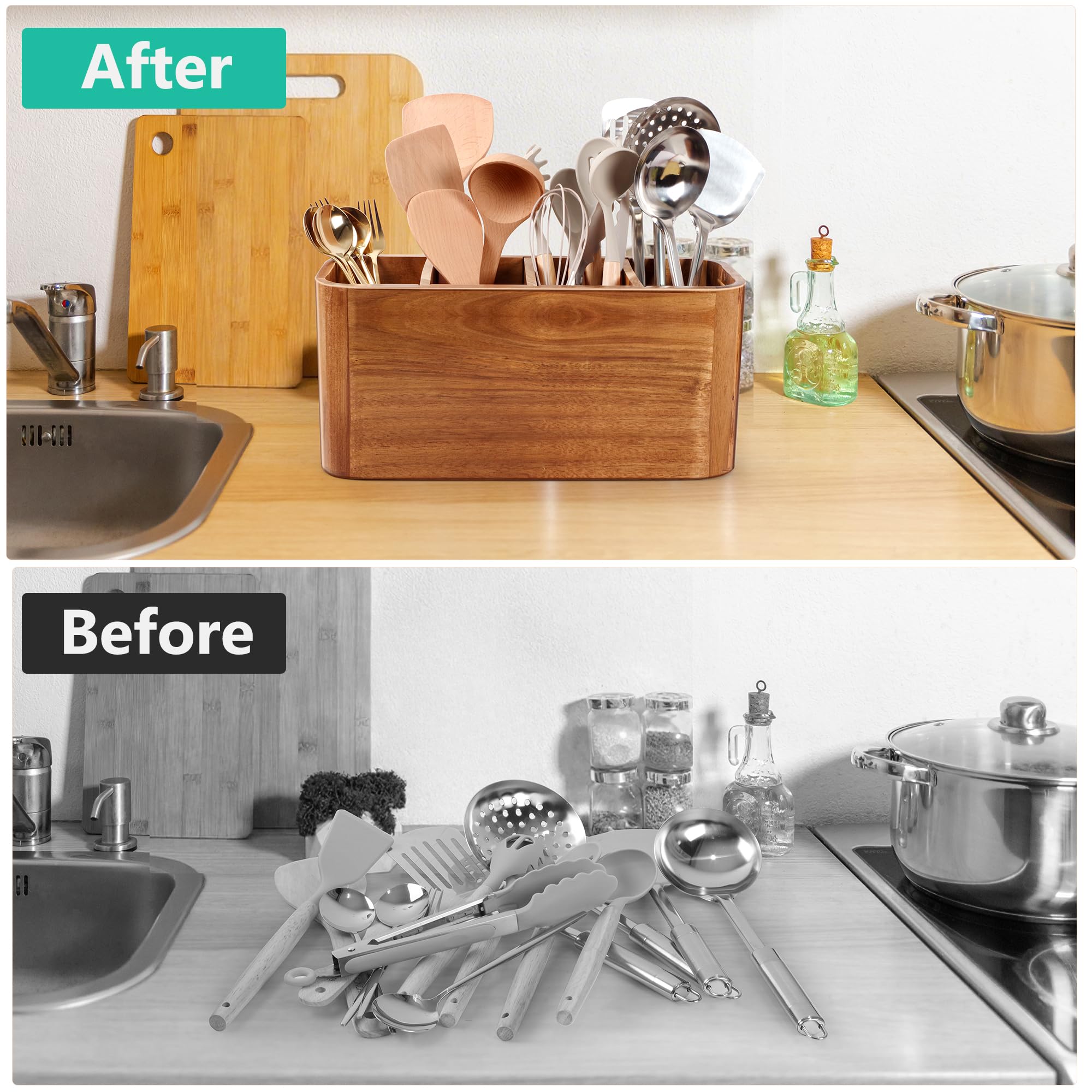 Mango integrado Sewovvmu facilita transportar el organizador entre zonas de la cocina.