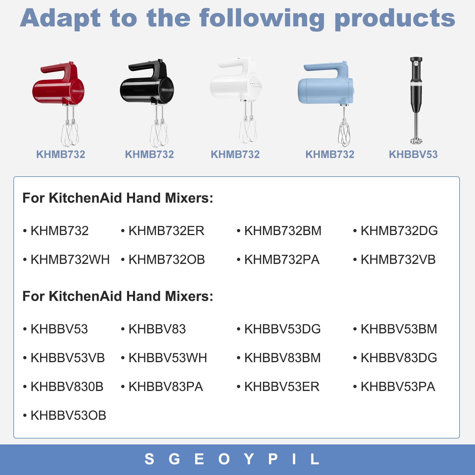 SGEOYPIL cargador para KitchenAid KHBBV53, carga estable para batidora sin cables
