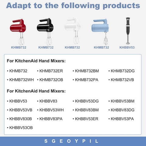 SGEOYPIL cargador para KitchenAid KHBBV53, carga estable para batidora sin cables