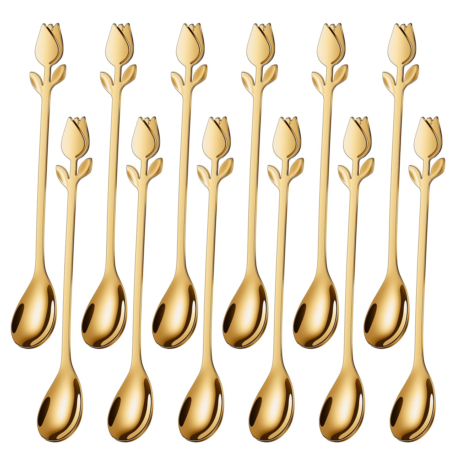 SGVRPVZ cucharas mini tulipan dorado para espresso y postres, toque elegante