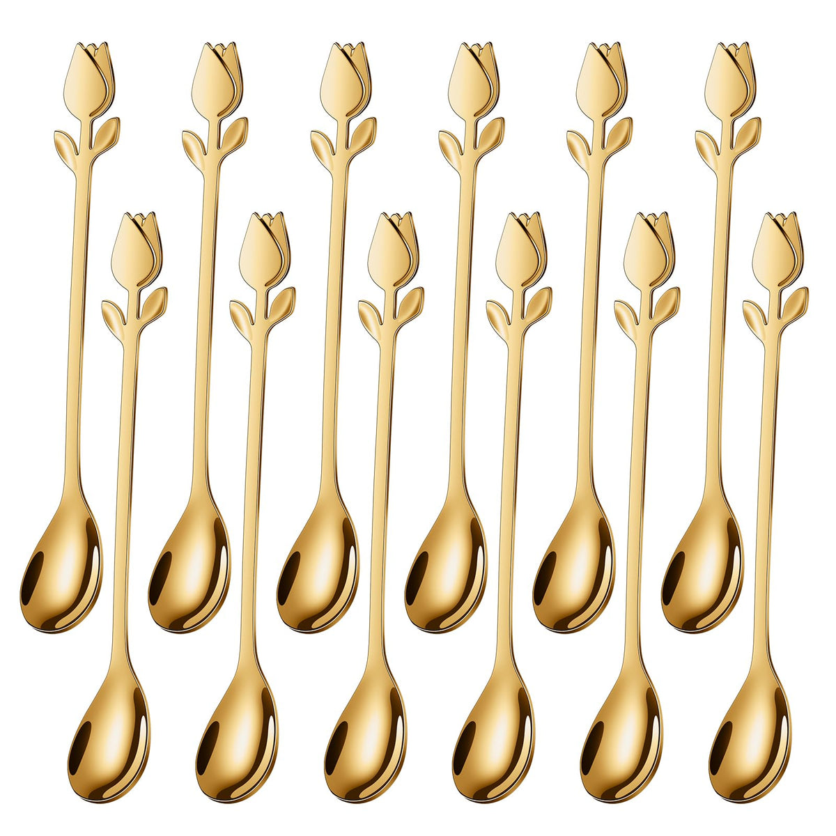 SGVRPVZ cucharas mini tulipan dorado para espresso y postres, toque elegante
