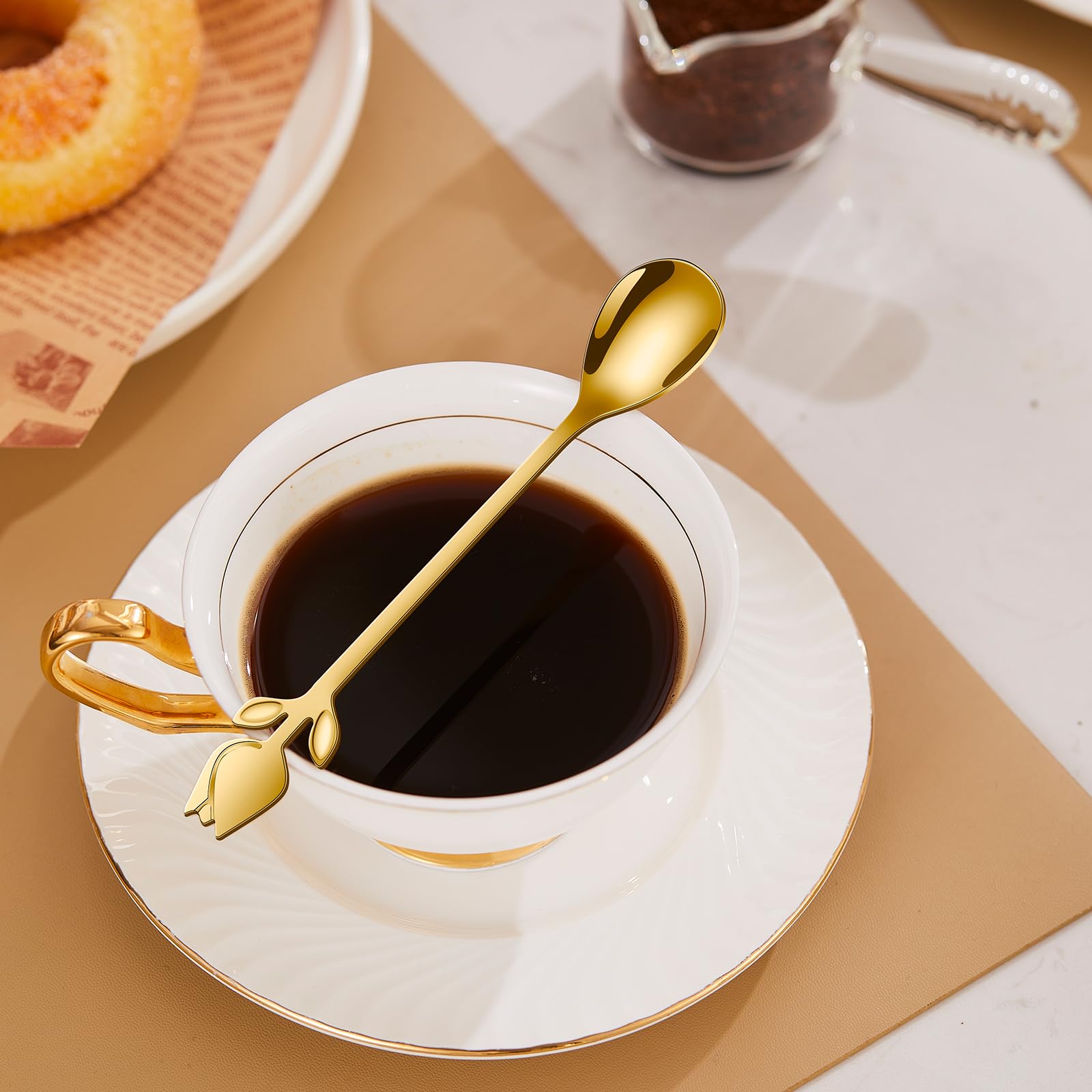 SGVRPVZ cucharas mini doradas, complemento para cafetería en casa