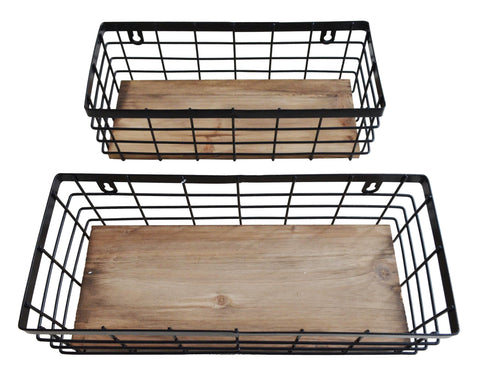 Cesta de alambre con base de madera de ShabbyDecor para baño, organiza cosméticos