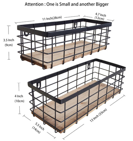 Cesta de alambre con base de madera de ShabbyDecor para despensa, condimentos a mano