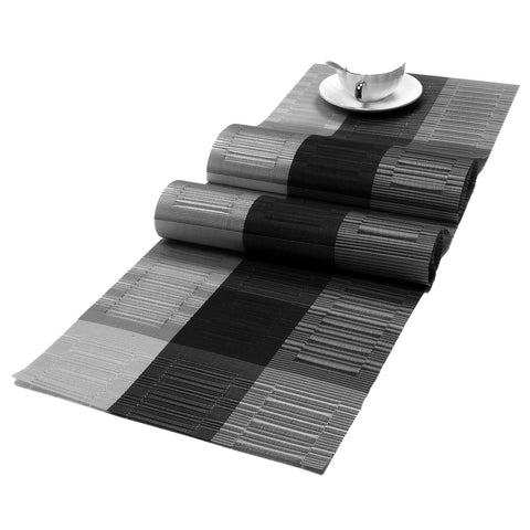 SHACOS cubre mantel de vinilo con degradado negro a gris para proteger la mesa