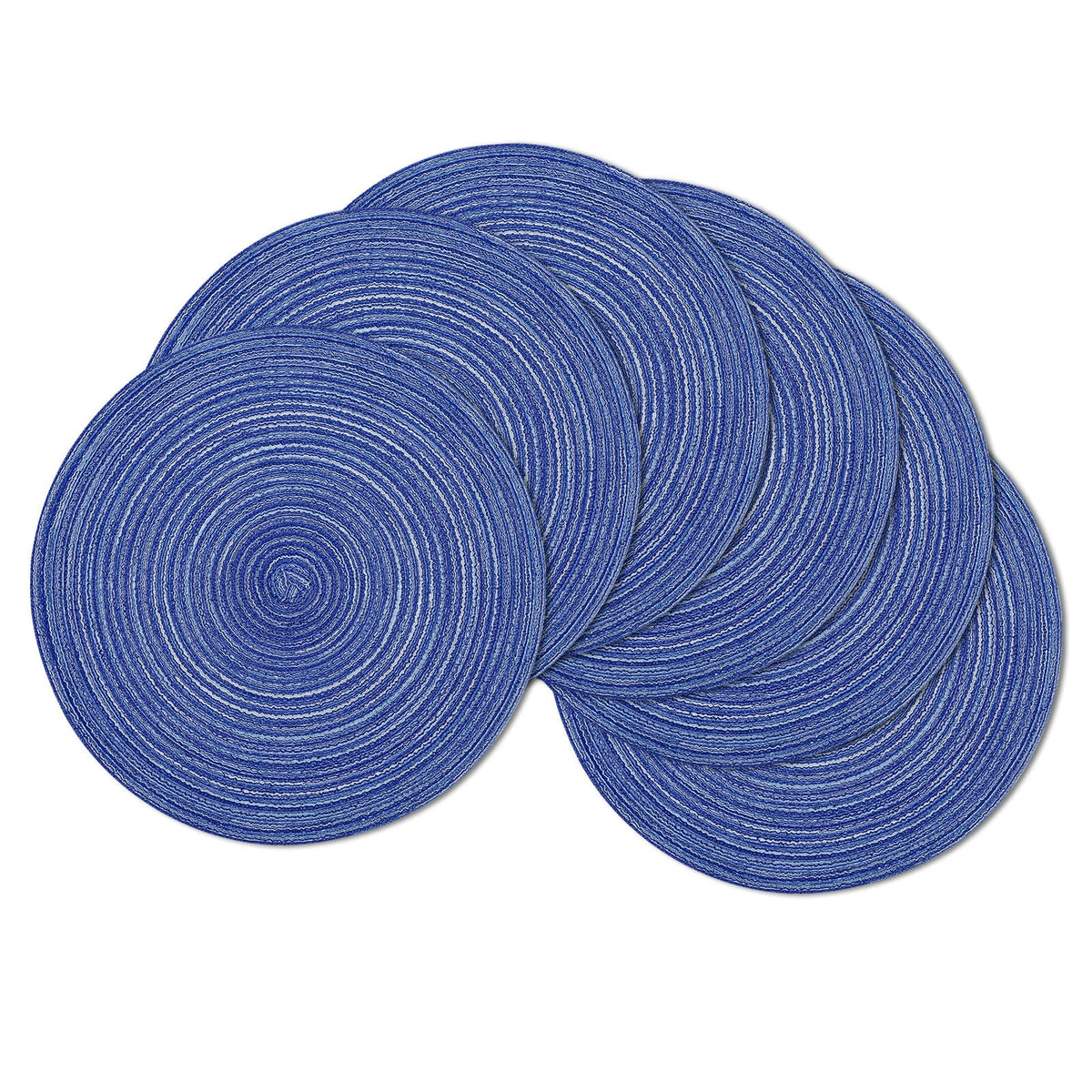 SHACOS placemats trenzados azul-blanco de 15 pulgadas para mesa elegante