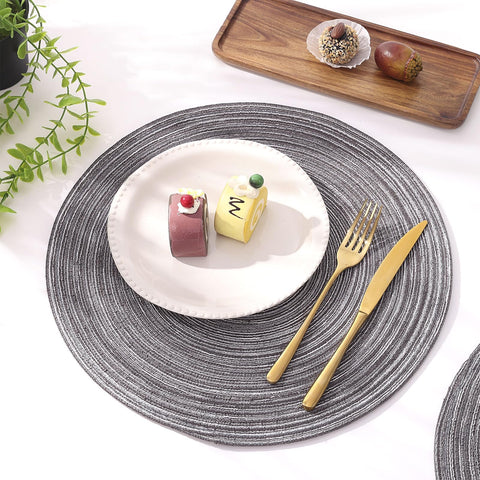 SHACOS manteles individuales redondos trenzados en gris y negro
