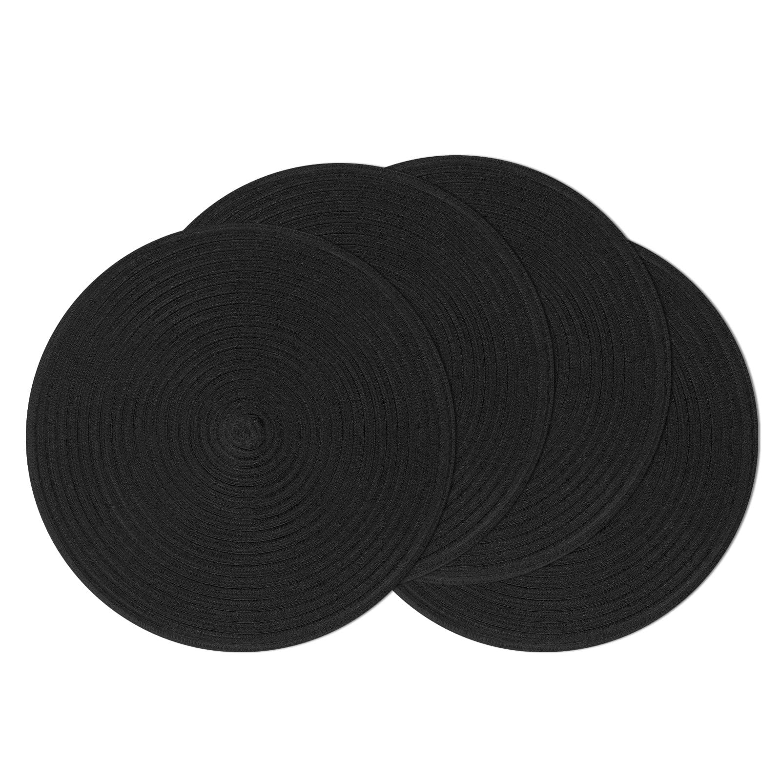 SHACOS manteles individuales redondos, juego de 4 piezas negros, protegen y decoran la mesa.