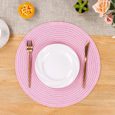 SHACOS individuales redondos trenzados rosa, combinan con casi cualquier estilo de decoración.