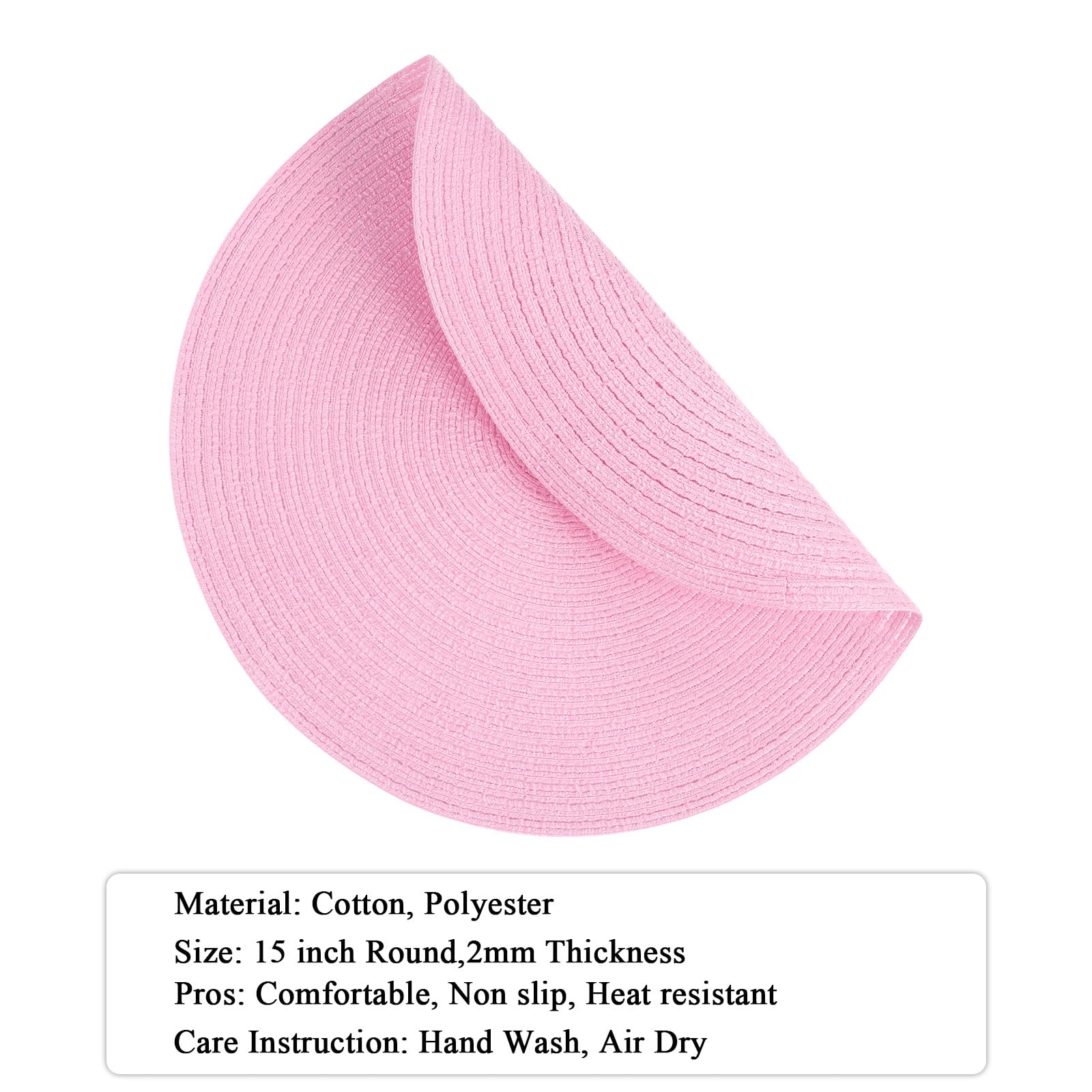 SHACOS individuales redondos trenzados rosa, protegen la mesa durante cenas y reuniones.