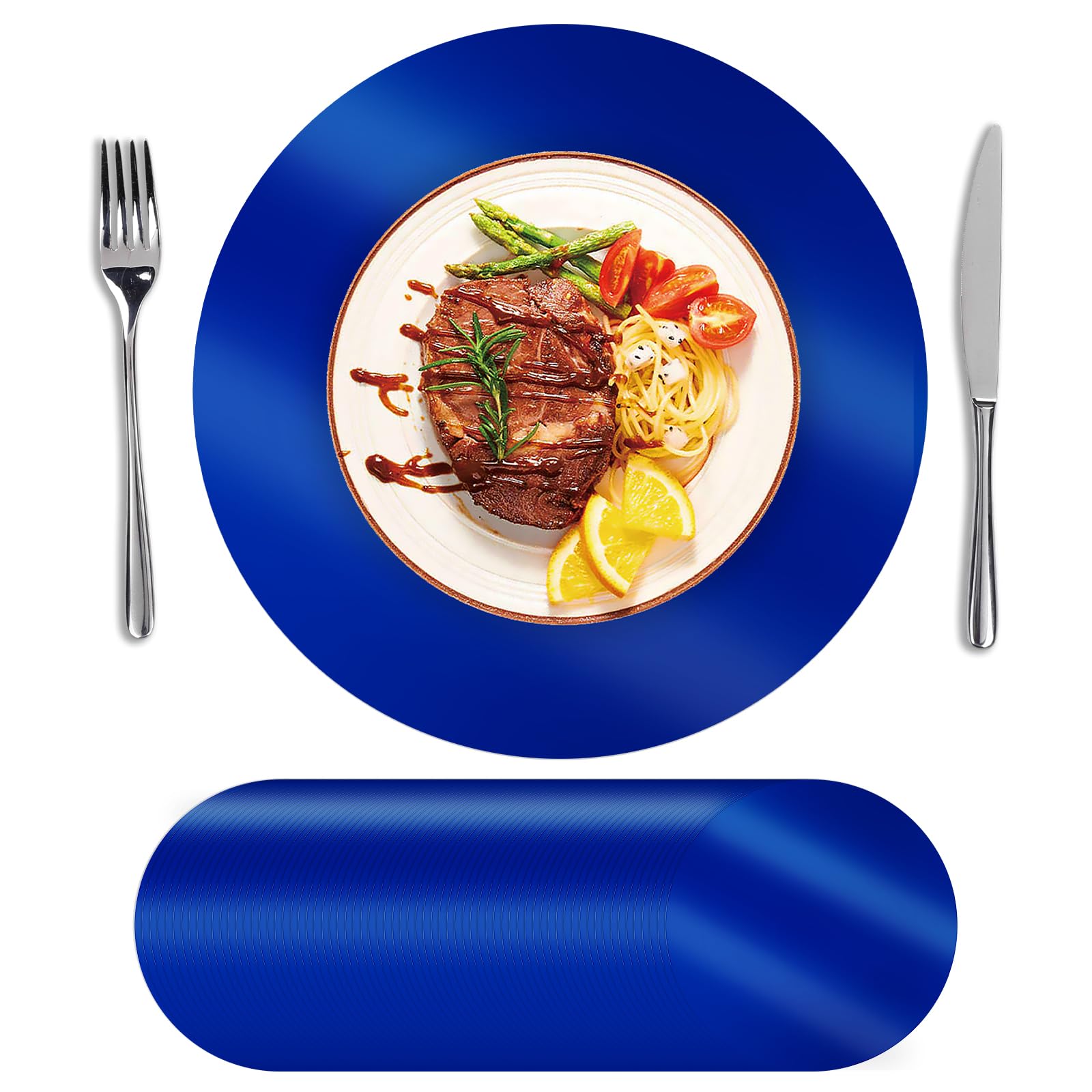 SHACOS mantel redondo azul 13p, aporta elegancia y protección diaria a la mesa.