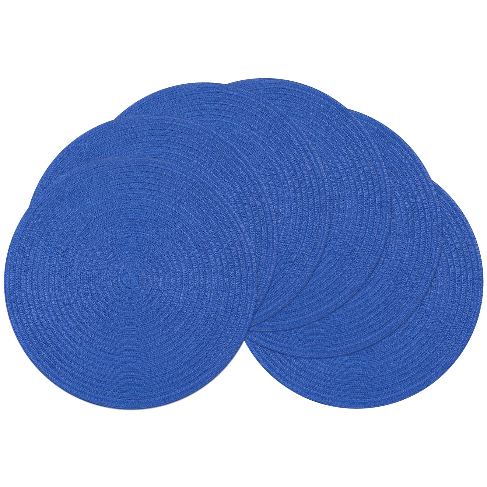 SHACOS mantel redondo azul con tejido trenzado protege la mesa