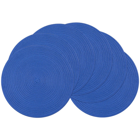 SHACOS mantel redondo azul con tejido trenzado protege la mesa