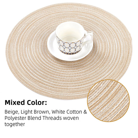 SHACOS manteles individuales mezcla de hilos beige-marrón-blanco para decoración
