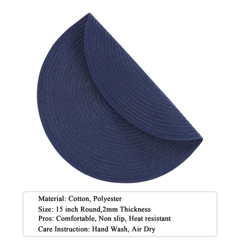 Manteles SHACOS redondos navy con diseño trenzado para comidas