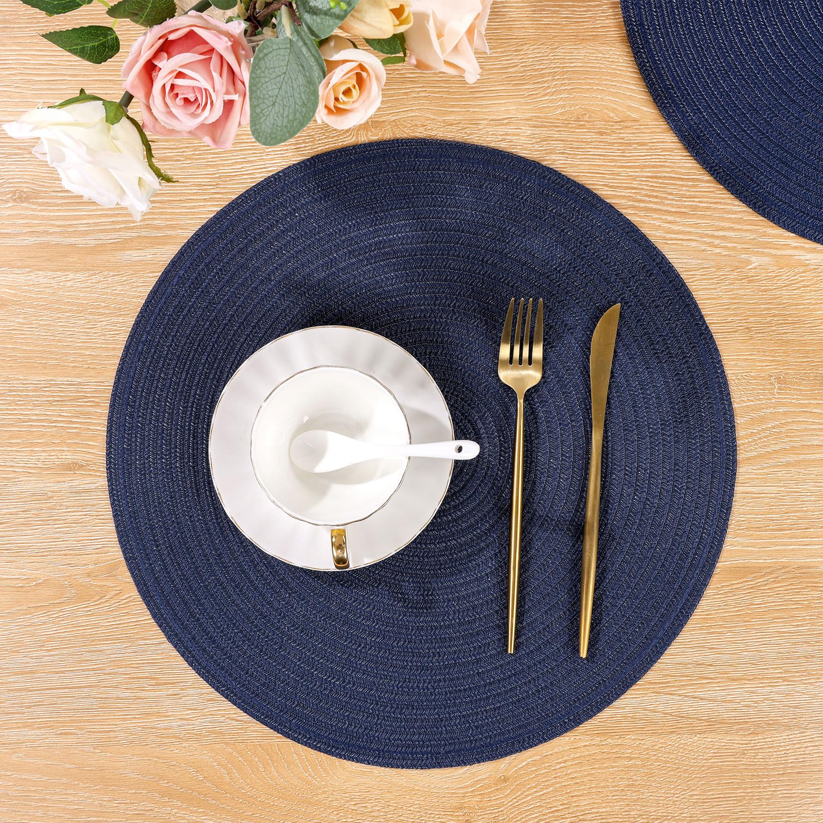 Manteles SHACOS navy prácticos para limpieza rápida y cuidado