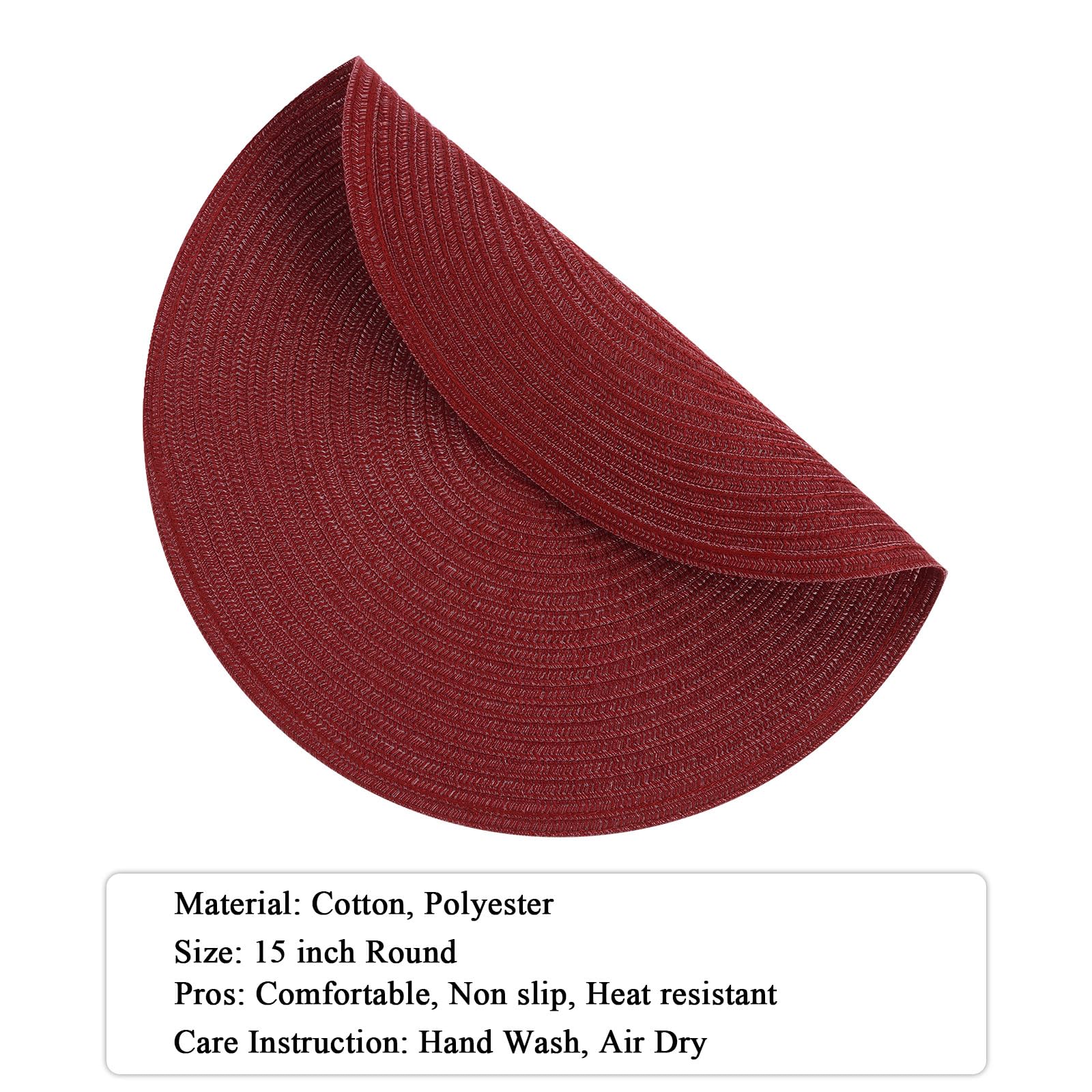 Manteles SHACOS circular trenzado en burdeos, textura elegante para la mesa.